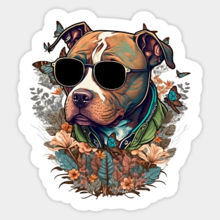 A Cool Pitbull illustration Sticker